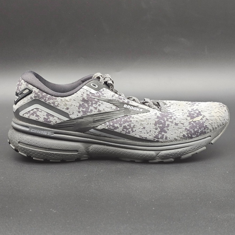 Brooks Ghost 15 Running Shoes Womens 9 Grey Black Camo 1203801B054 Sneaker